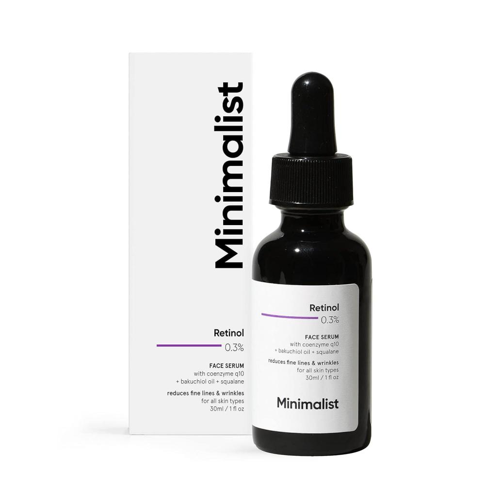 imageMinimalist 03 Retinol Serum with Bakuchiol Oil For Anti Aging Night Face Serum With Squalane Base amp Coenzyme Q10 To Reduce Fine Lines amp Wrinkles For Women amp Men 1 Fl Oz 30 ml