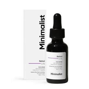 Minimalist 0.3% Retinol Serum with Bakuchiol Oil For Anti Aging | Night Face Serum With Squalane Base & Coenzyme Q10 To Reduce Fine Lines & Wrinkles | For Women & Men | 1 Fl Oz / 30 ml
