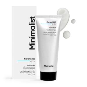 Minimalist Oily Skin Face Moisturizer for Barrier Repair | 0.3% Ceramide Madecassoside | For Women & Men | 1.7 Oz / 50 gm
