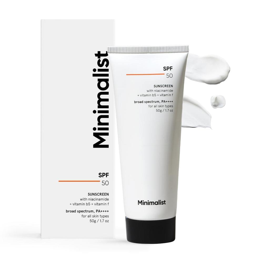 imageMinimalist Sunscreen SPF 50 Lightweight with MultiVitamins  No White Cast  Broad Spectrum PA   For Women amp Men  50g